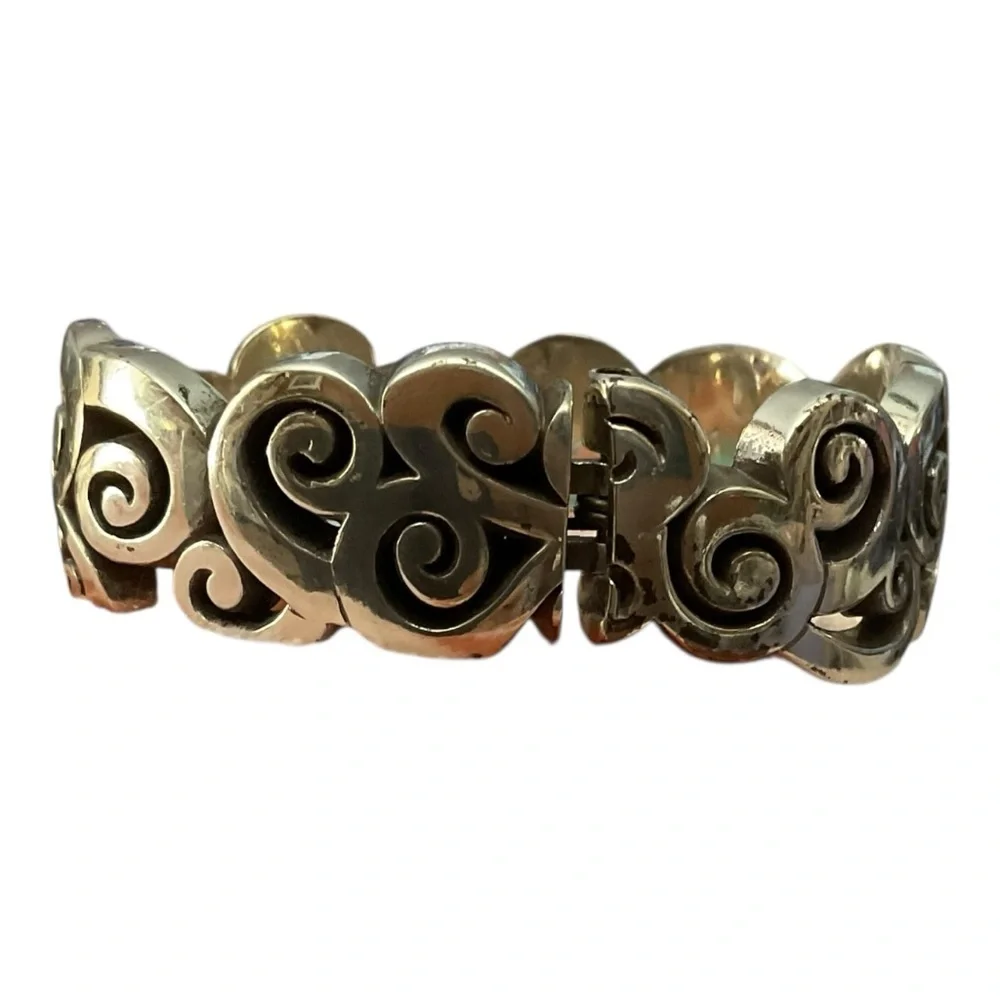 Brighton Mingle Mix Hinged Silver Swirl Cuff Bangle Bracelet 3081
